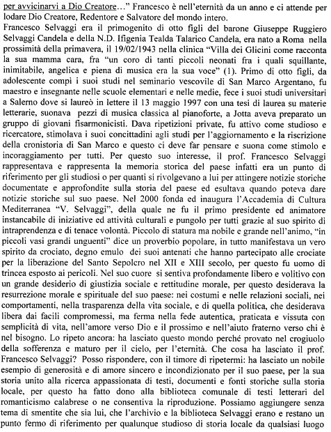 in memoria prof. Selvaggi